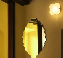 Applique, Mimosa, blanc, laiton , IP44, Ø16,7cm, H14,7cm - Margaux Keller Collections