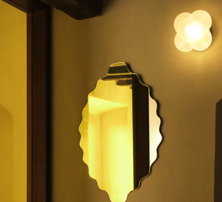 Applique, Mimosa, blanc, laiton , IP44, Ø16,7cm, H14,7cm - Margaux Keller Collections