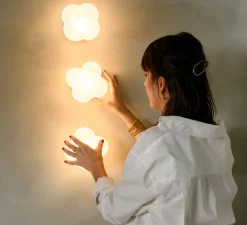 Applique, Mimosa, blanc, laiton , IP44, Ø16,7cm, H14,7cm - Margaux Keller Collections