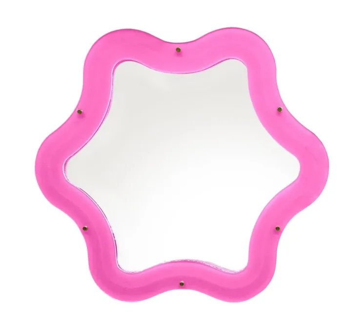Applique, miroir lumineux, Supercurve étoile H77, rose, L85,5cm, H77,5cm - Seletti