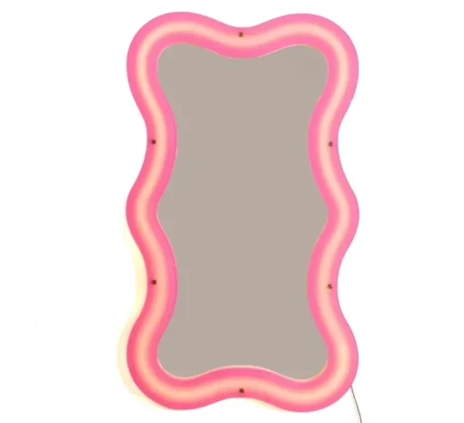 Applique, miroir lumineux, Supercurve H102, rose, L102,5cm, H59,77cm - Seletti