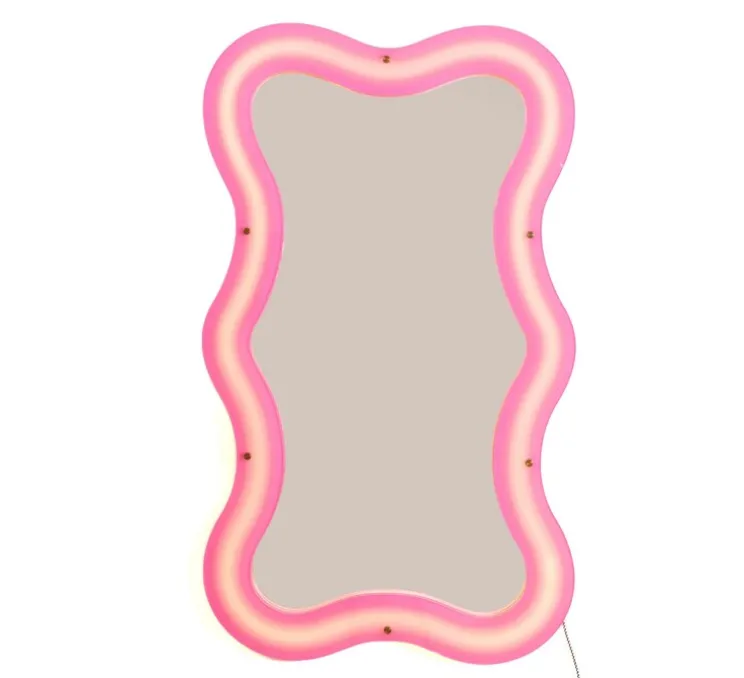 Applique, miroir lumineux, Supercurve H102, rose, L102,5cm, H59,77cm - Seletti