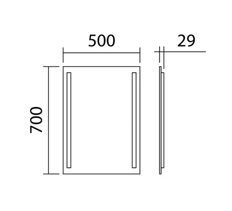 Applique, miroir lumineux, Reflex, finition miroir, IP44, LED, dim, 3000-4000-5500K, 1800 lm, L50cm, H70cm - MDC