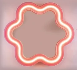 Applique, miroir lumineux, Supercurve fleur H108, rose, L118,5cm, H108cm - Seletti