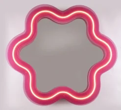 Applique, miroir lumineux, Supercurve fleur H108, rose, L118,5cm, H108cm - Seletti
