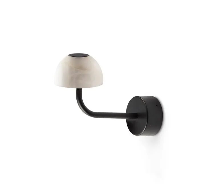Applique murale, Absidiola A mini, indirecte, albâtre, noir, LED, 2700K, 420 lm, L10cm, H16cm - Luxcambra