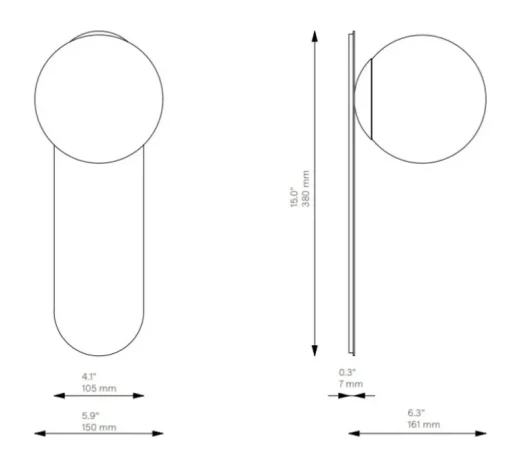 Applique murale, Adrion LG, laiton, verre transparent strié, L15cm, H38cm - Schwung