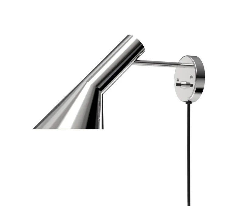 Applique murale, AJ, Acier poli inoxydable, avec câble et interrupteur, L31,8cm, H18cm - Louis Poulsen