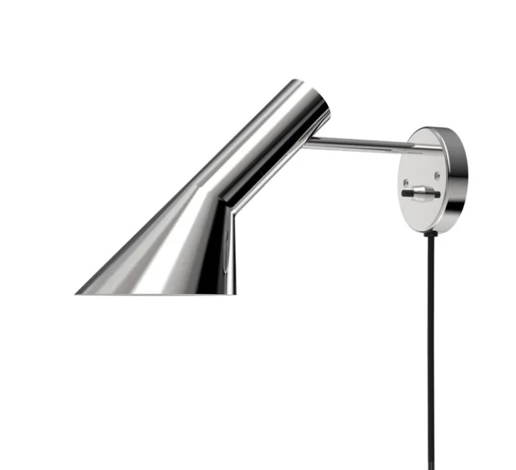 Applique murale, AJ, Acier poli inoxydable, avec câble et interrupteur, L31,8cm, H18cm - Louis Poulsen
