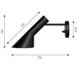 Applique murale, AJ Applique, noir, Ø31,8cm, H18cm - Louis Poulsen