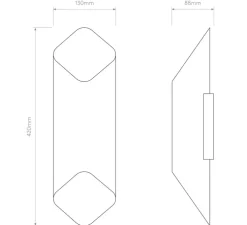 Applique murale, Ako 420, noir et or, LED, dim, 2700K, 531 lm, L13cm, H42cm - Astro