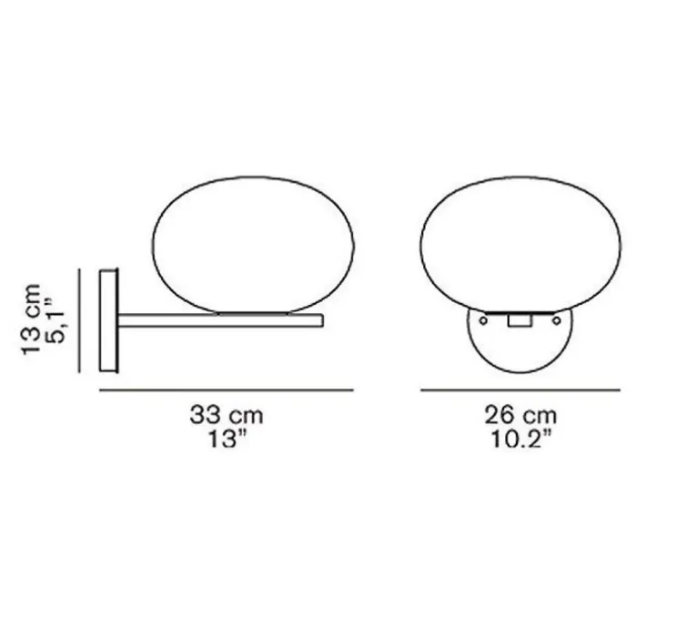 Applique murale, ALBA 176, laiton, opale, Ø26cm, H30cm - OLUCE
