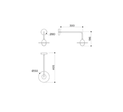 Applique murale, Alba Arm, laiton noirci, verre givré, L15cm, H22cm - Contain