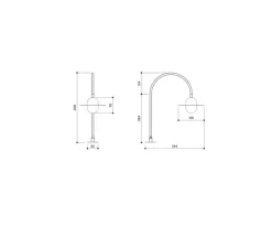 Applique murale, Alba Curve Arm, laiton brossé, verre transparent, L15cm, H22cm - Contain