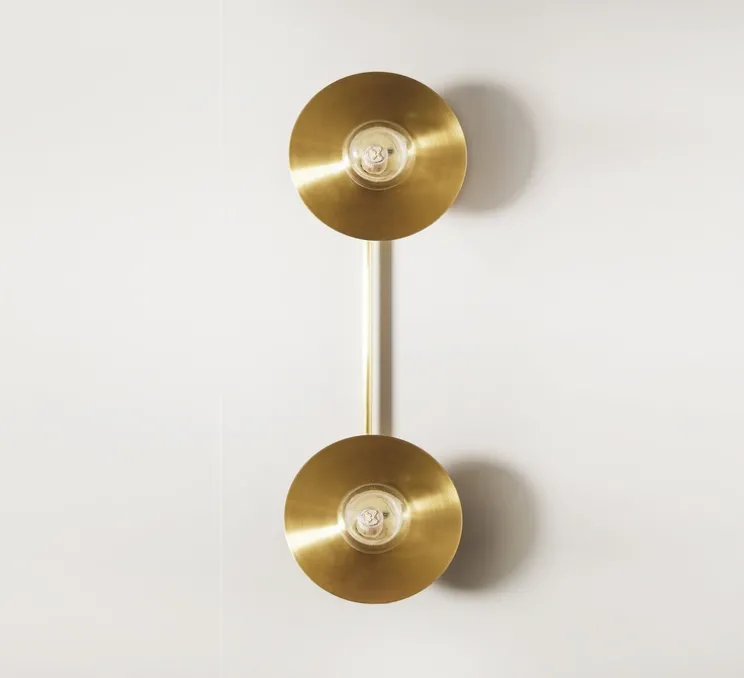 Applique murale, Alba Double, laiton brossé, verre transparent, L60cm, Hcm - Contain