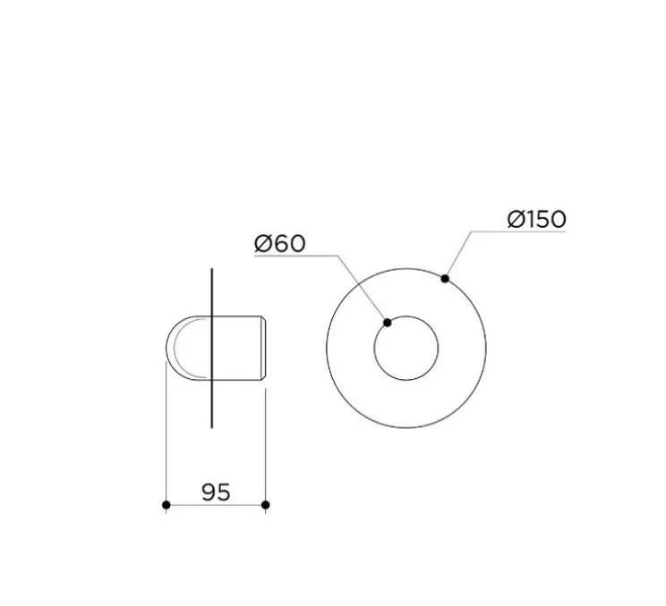 Applique murale, Alba Simple, Noir mat, verre givré, PLA, Ø15cm, H9.5cm - Contain