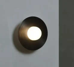 Applique murale, Alba Simple Wall, laiton noir, verre givré, Ø15cm, H9,5cm - Contain