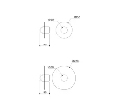 Applique murale, Alba Simple Wall, laiton noir, verre givré, Ø15cm, H9,5cm - Contain