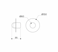 Applique murale, Alba Simple , Albâtre, verre givré, Ø15cm, H15cm - Contain