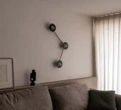 Applique murale, Alba Triple Wall Angle, laiton noir, verre transparent, L15cm, H85cm - Contain