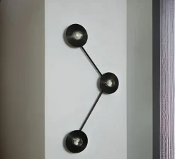 Applique murale, Alba Triple Wall Angle, laiton noir, verre transparent, L15cm, H85cm - Contain