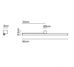 Applique murale, Ambrosia A 90 left, noir, LED, 2700K, 1521 lm, L90cm, H9,3cm - Marset