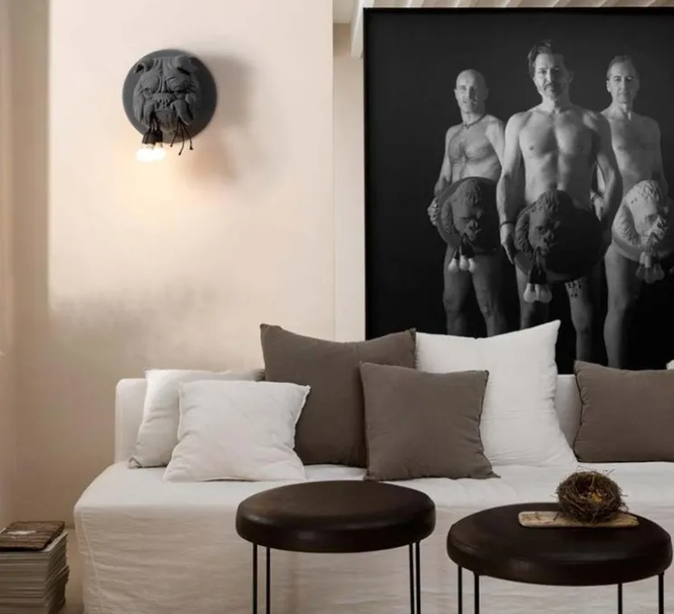 Applique murale, Amsterdam, Bulldog, noir, Ø45cm, H45cm - Karman