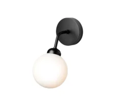 Applique murale, Apiales, noir satiné, verre opalin, L19,6cm, H23,3cm - Nuura