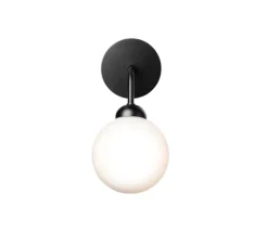Applique murale, Apiales, noir satiné, verre opalin, L19,6cm, H23,3cm - Nuura