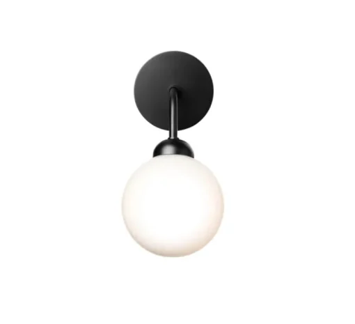 Applique murale, Apiales, noir satiné, verre opalin, L19,6cm, H23,3cm - Nuura