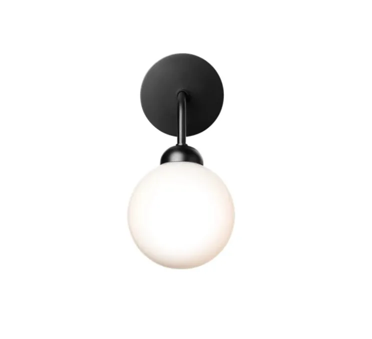 Applique murale, Apiales, noir satiné, verre opalin, L19,6cm, H23,3cm - Nuura