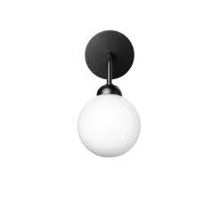 Applique murale, Apiales, noir satiné, verre opalin, L19,6cm, H23,3cm - Nuura