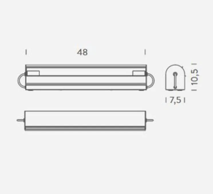 Applique murale, Applique cylindrique longue, bleu, L48cm, H7,5cm - Nemo lighting