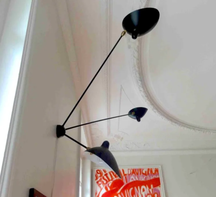 Applique murale, Araignée 3 bras fixes , noir, H135cm - Serge Mouille