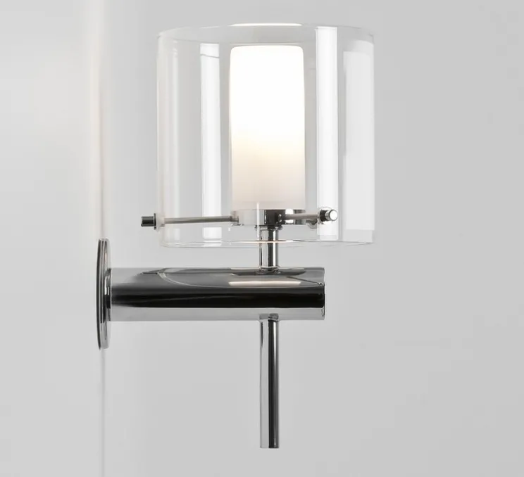 Applique murale, Arezzo Wall, blanc, chrome, IP44, L10cm, H20,8cm - Astro