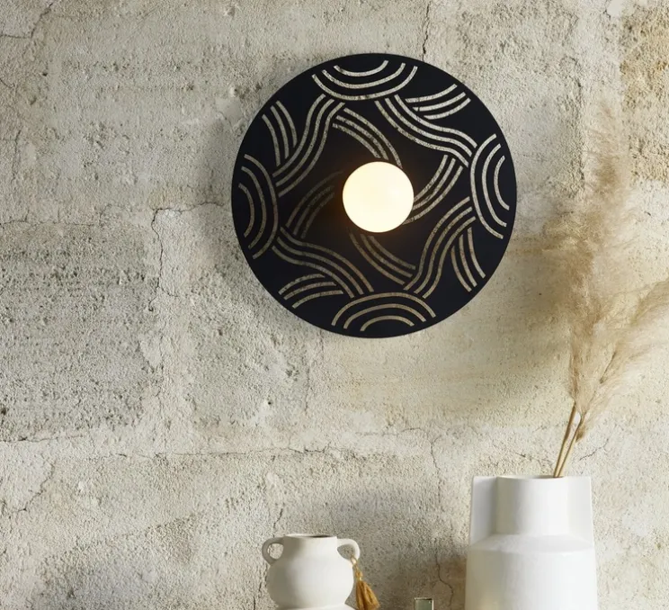 Applique murale, Ariane, noir, Ø40cm, P10cm - Market Set