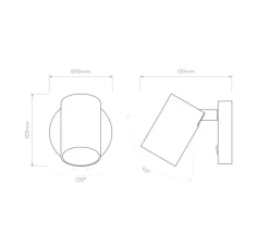 Applique murale, Ascoli Single Switched, noir mat, L9cm, H10cm - Astro Lighting