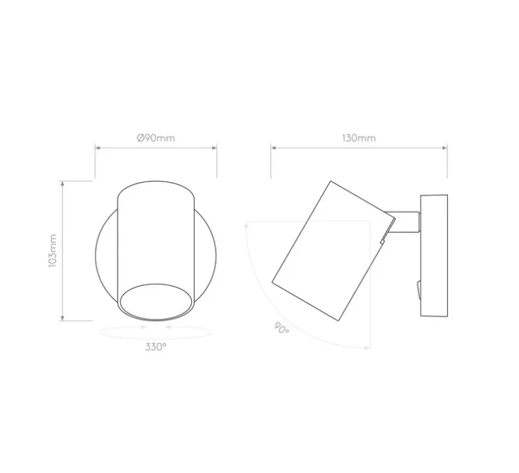 Applique murale, Ascoli Single Switched, noir mat, L9cm, H10cm - Astro Lighting