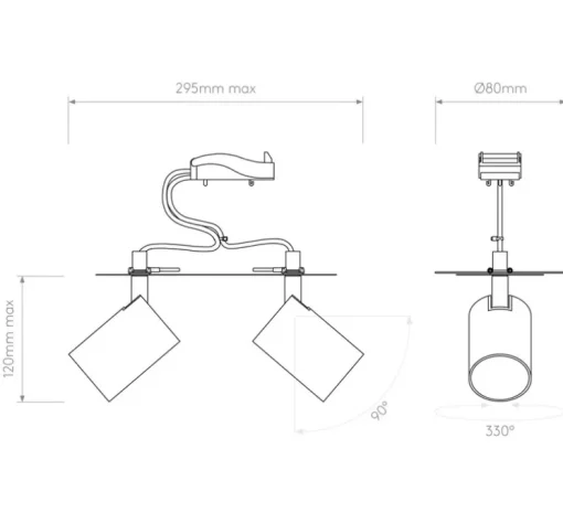 Applique murale, Ascoli Twin Recessed, nickel mat, L29,5cm, H12cm - Astro Lighting