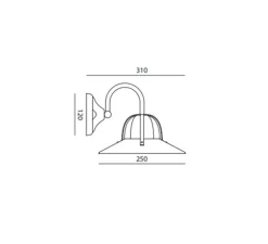 Applique murale, Asiago, noir, L25cm, H24cm - Toscot