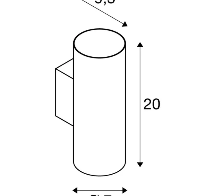 Applique murale, Asto tube, noir, Ø7cm, H20cm - SLV