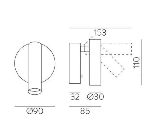 Applique murale, Atria Surface, nickel, LED, 3000K, 285 lm, Ø3cm, H11cm - ACB