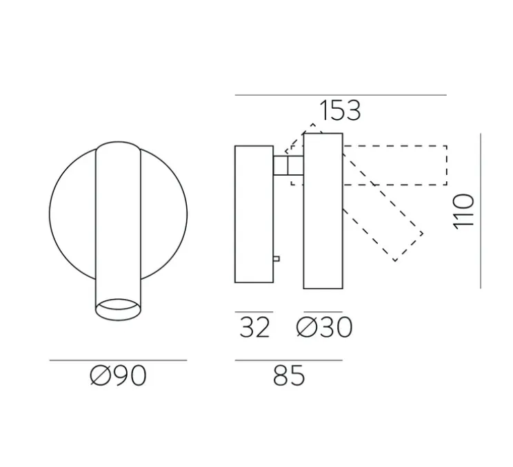 Applique murale, Atria Surface, nickel, LED, 3000K, 285 lm, Ø3cm, H11cm - ACB
