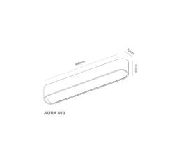 Applique murale, Aura W3, titanium, LED, dim, 3000K, 1980 lm, L46cm, H6cm - Light Point