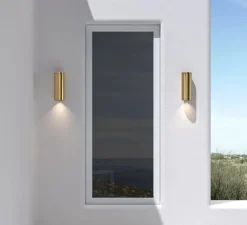 Applique murale, Ava 200 Coastal, laiton brossé PVD, IP44, L7,5cm, H20cm - Astro