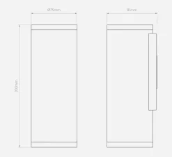 Applique murale, Ava 200, noir texturé, IP44, L7,5cm, H20cm - Astro
