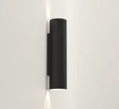 Applique murale, Ava 300, noir texturé, IP44, L7,5cm, H30cm - Astro