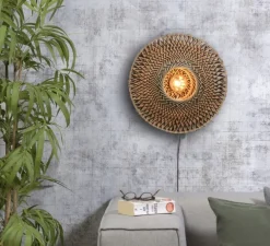 Applique murale, Bali S, naturel et noir, Ø44cm, H44cm - Good&Mojo