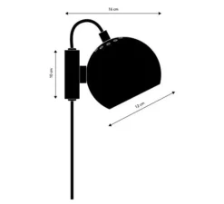 Applique murale, Ball, noir mat, Ø12cm, H10cm - Frandsen