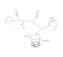 Applique murale, Ballon Wall 5, modèle A, noir, LED, 3000K, 800lm, L72,2cm, H58,9cm - TUNTO